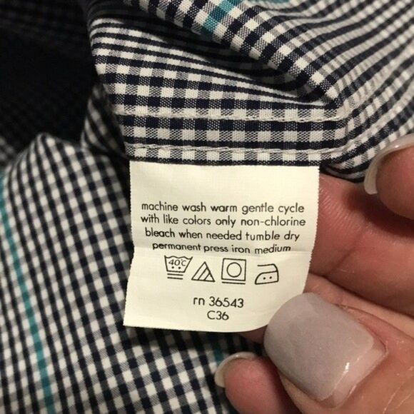 Arrow Slim Fit Men’s Long Sleeve Shirt Size 16-16.5 32/33 Black/White/Blue Check - Picture 6 of 13